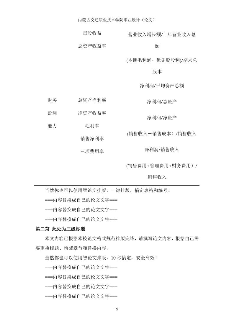 内蒙古交通职业技术学院高起专文科通用模板范文样例第10页